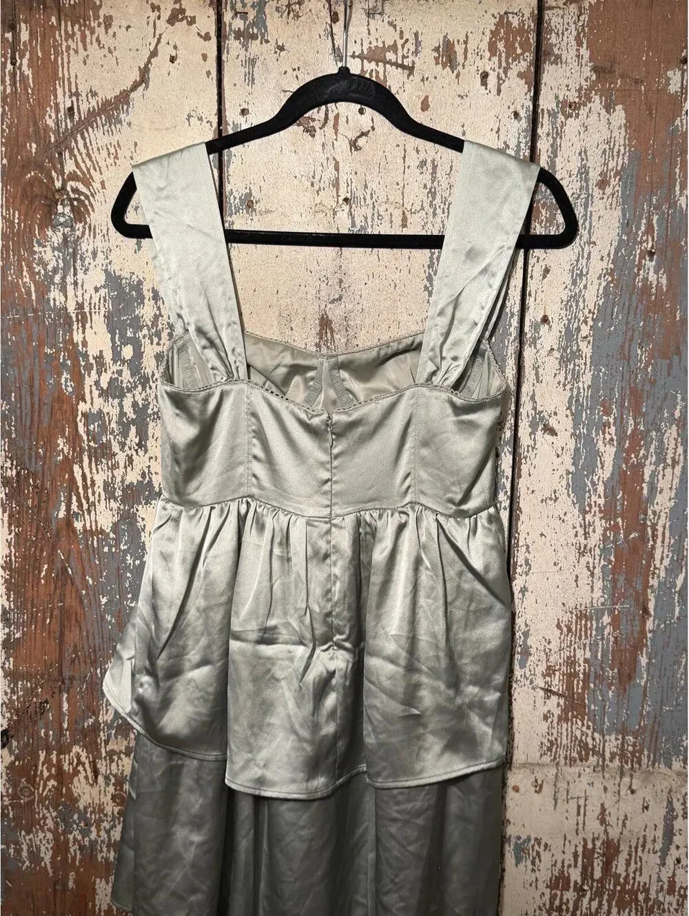 WeWoreWhat Corset High Low Maxi dress Fog Green size 4
